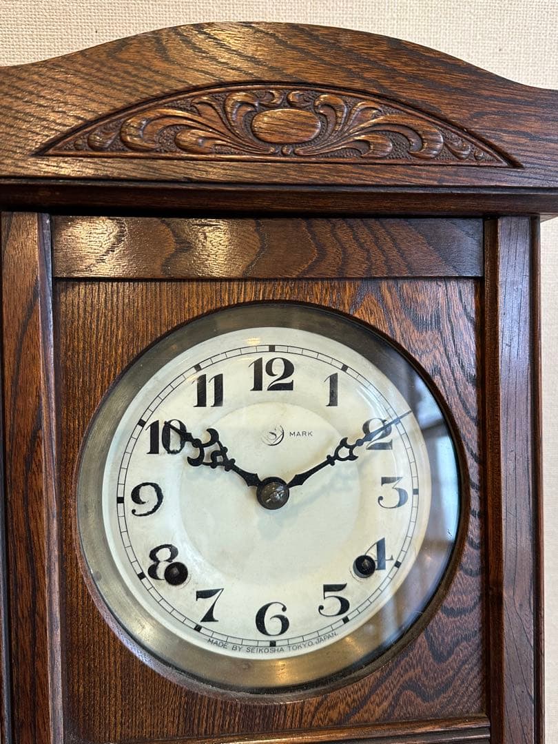 精工舎　アナログ　SEIKOSHA 木製掛時計 鍵付き