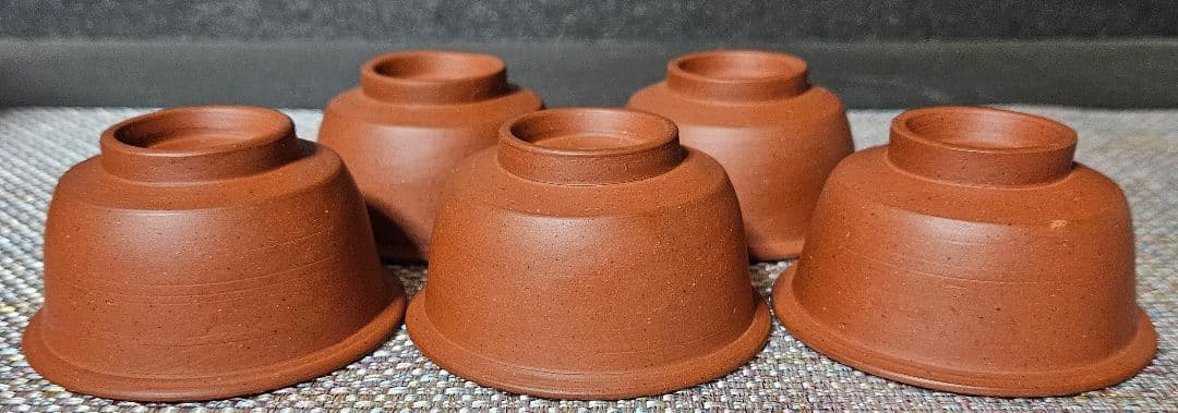 【幻の焼物❗】明治時代　岩手焼　朱泥　煎茶碗　5客　ぐい呑　煎茶道具　湯呑茶碗