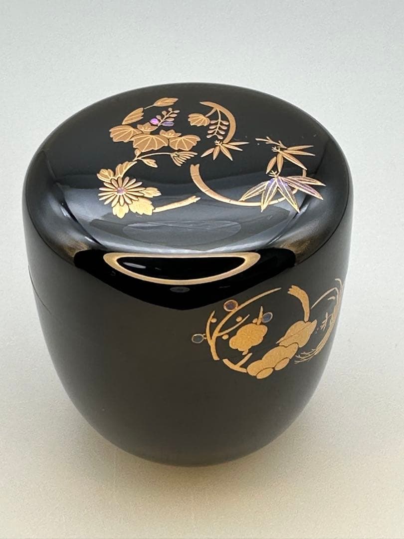 茶道具　棗　大多尾重則　花丸蒔絵