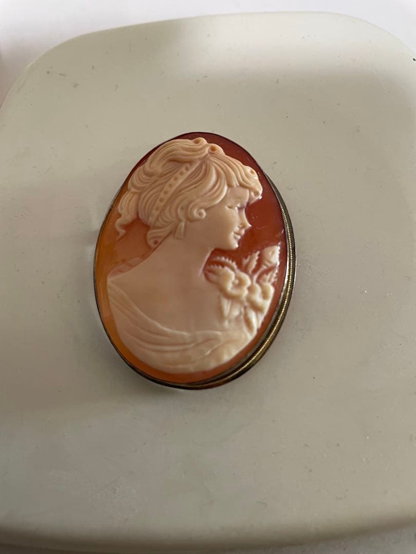 カメオ　ペンダントトップ　ブローチ　925銀