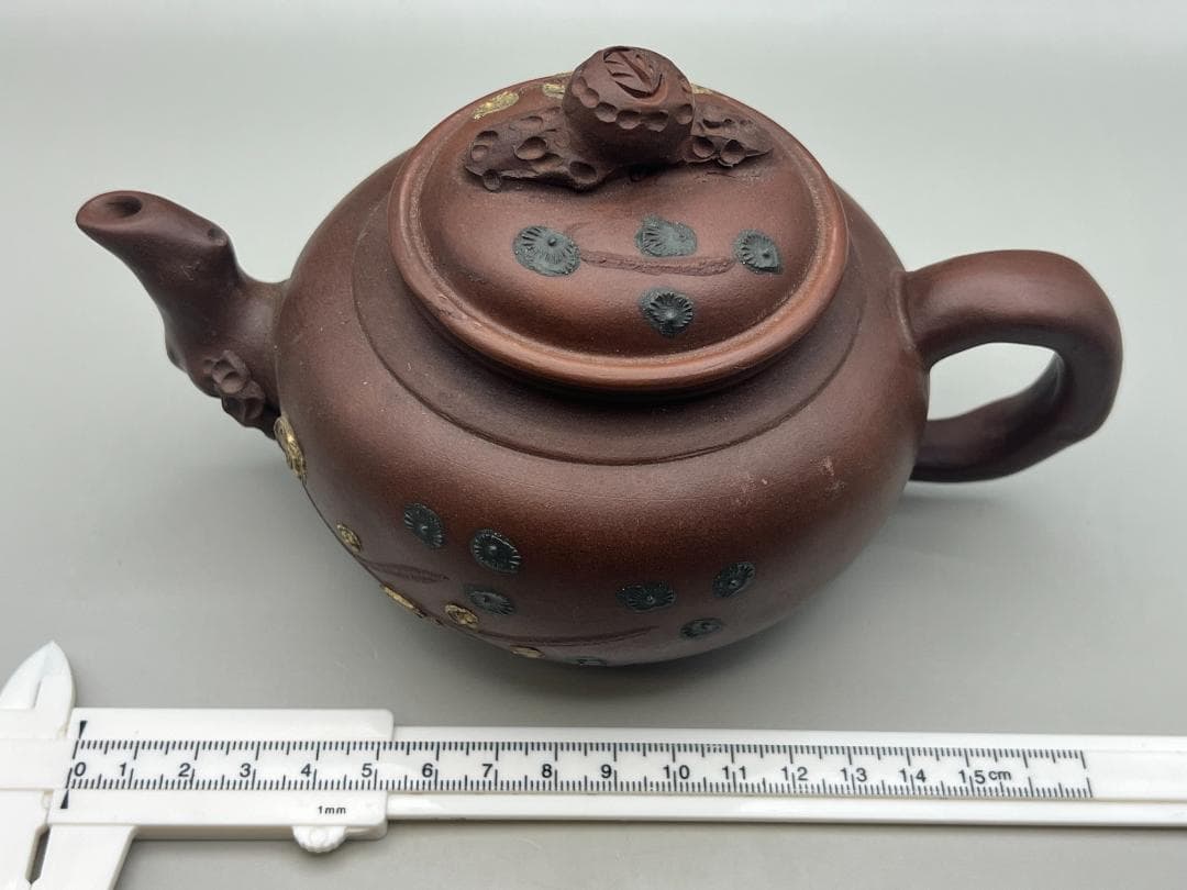 【海】中国美術品　紫砂壷　朱泥急須_11　在銘　時代品　美術品