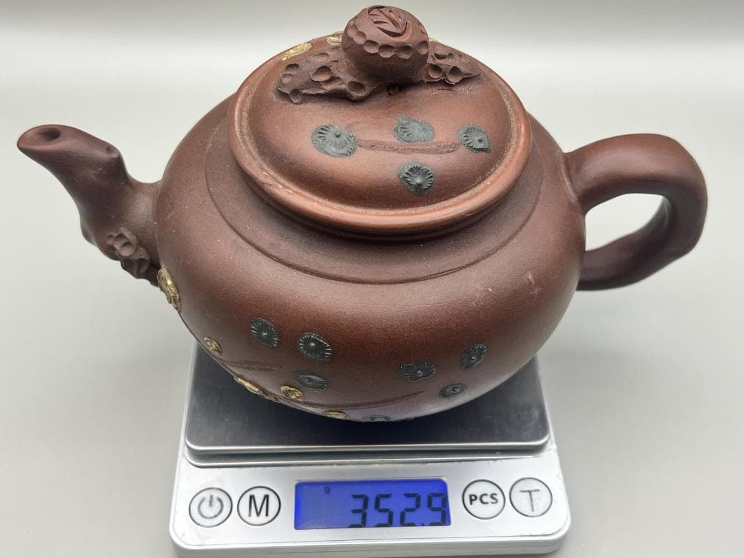 【海】中国美術品　紫砂壷　朱泥急須_11　在銘　時代品　美術品