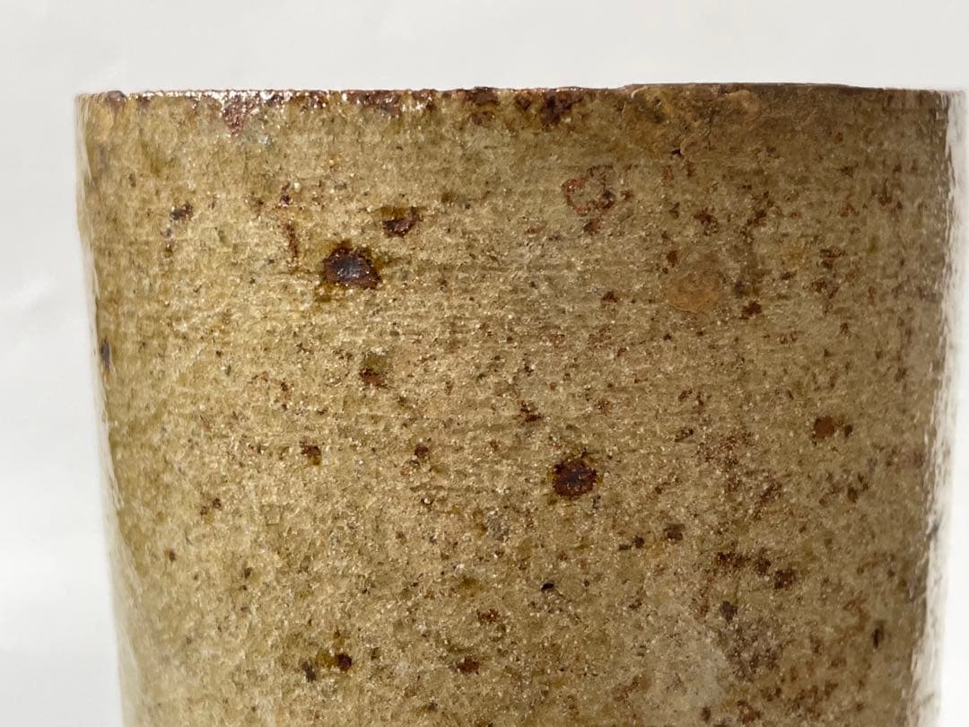 陶芸家　加守田章二　灰釉　筒花入　花瓶　花器　箱なし　益子焼