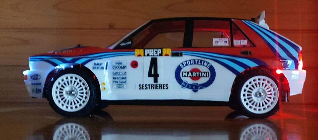 田宮RCランチアデルタインテグラーレLEDライト付＆プロポバッテリ…完成品セット