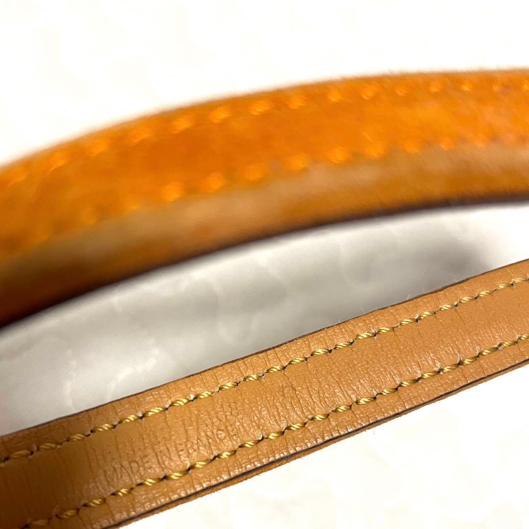 【美品】廃盤品HERMESエルメス犬用チェーンリード小型中型犬用オレンジヌメ革M