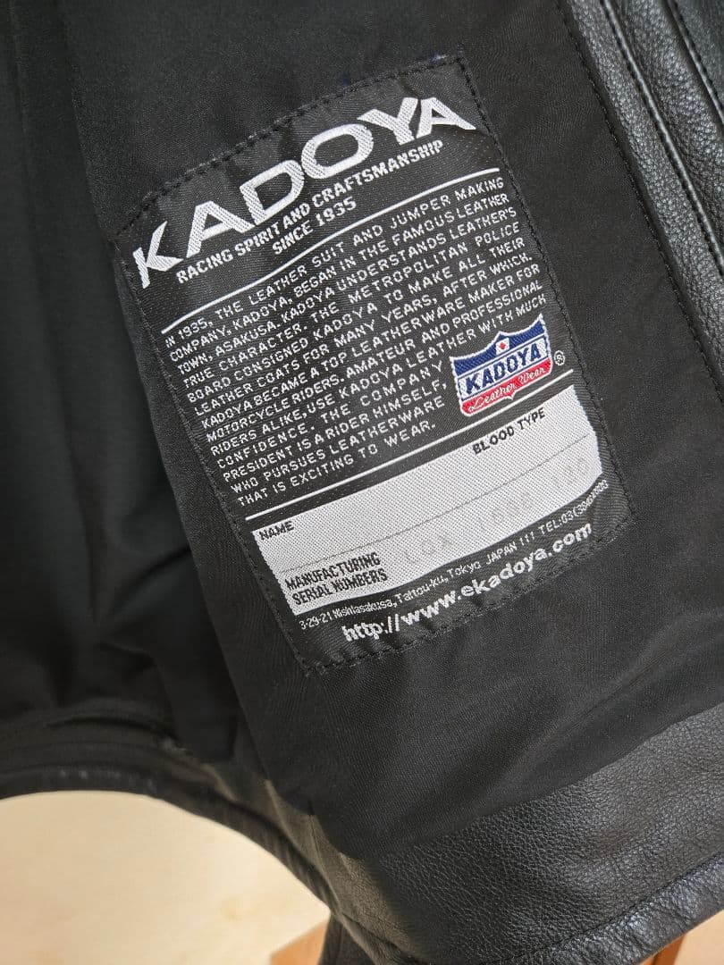 値下げ、カドヤ　EURUS　黒 レザー シングルライダースジャケット　Lサイズ