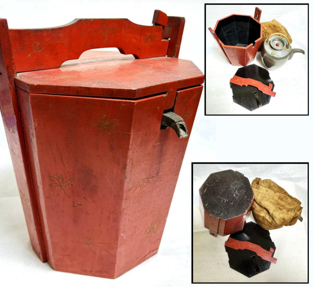 古琉球王国 朱塗沈金湯庫 タークー 錫茶壺 水注 茶道具 江戸 WWST001