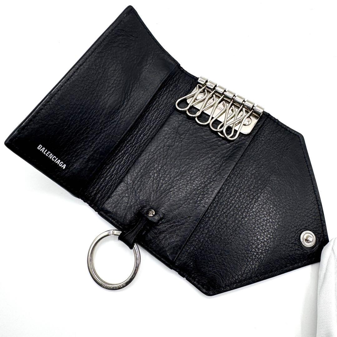 良品✨バレンシアガ　6連キーケース　キーリング付　エブリデイ　レザー　黒