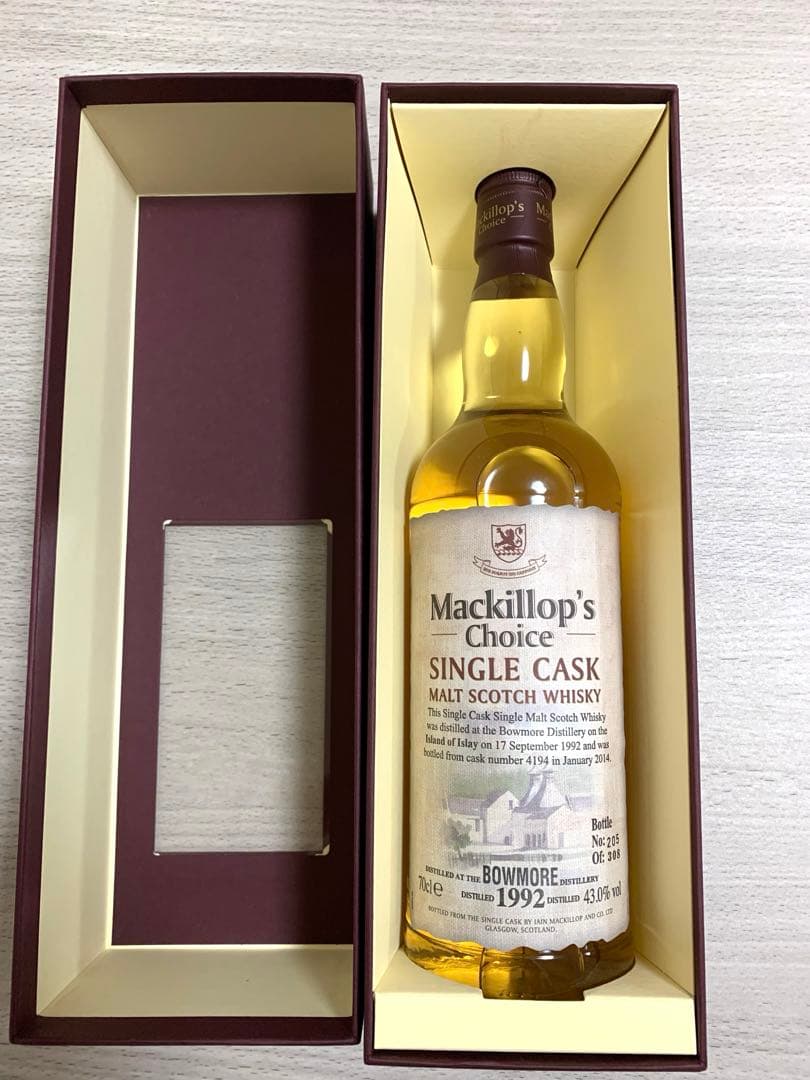 マキロップチョイス ボウモア 1992 43% 700ML