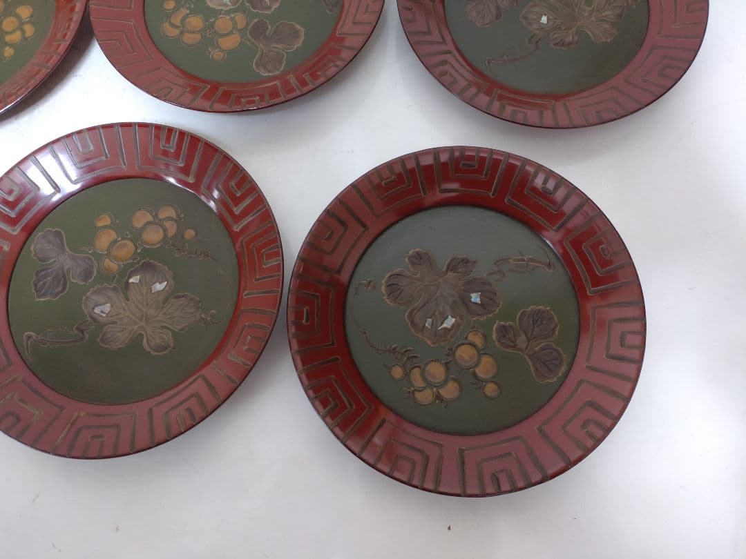 李朝 漆器 皿 螺鈿 11枚 美術 骨董 茶道具