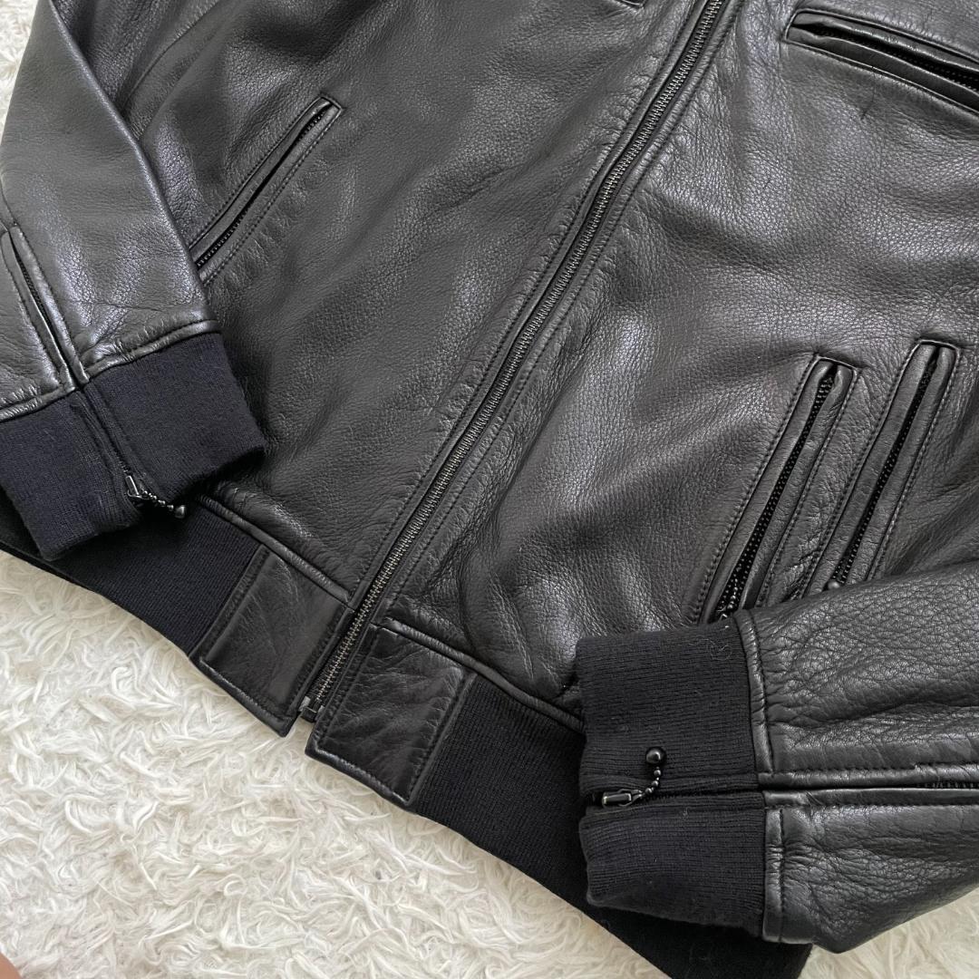 最高級ディアスキン ディスカバード レザージャケット 本革 M-L相当 黒