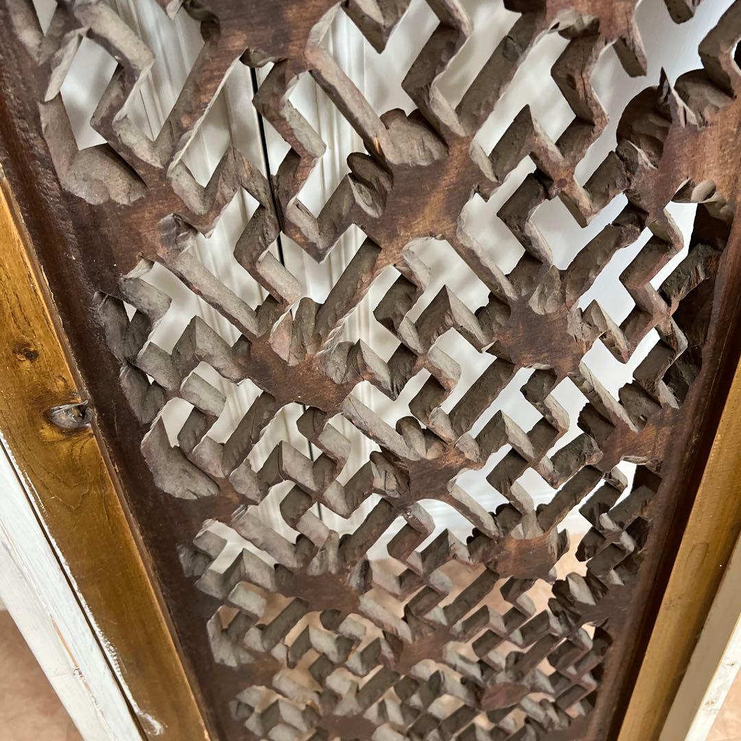 韓国アンティーク＊装飾的な木製パネル 花モチーフ