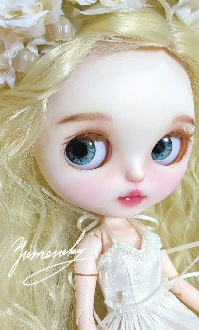 カスタムアイシードール ❀被せるウィッグ付き ドレス 花かんむりセット ❀