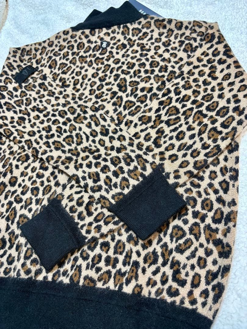 新品 パーリーゲイツ カシミヤ　ニット フルジップ レオパード サイズ0