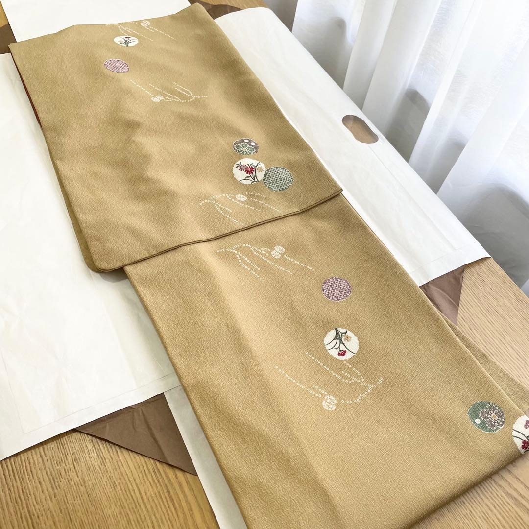 【高島屋】　洗える着物　化繊　袷　小紋　着物　縮緬風　とび柄