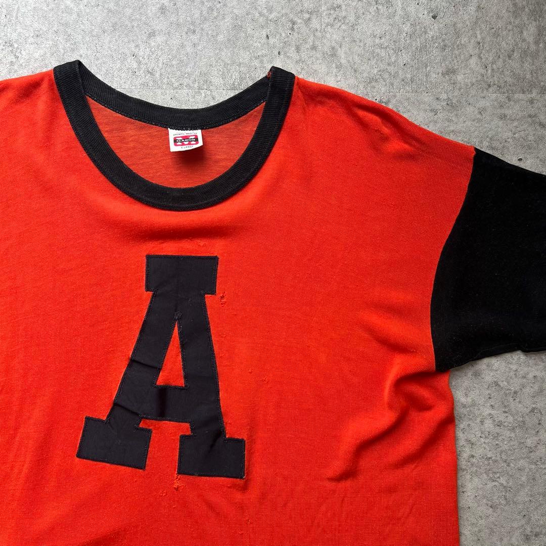 60s MASON フットボールTシャツ USA製 袖裾シングルステッチ