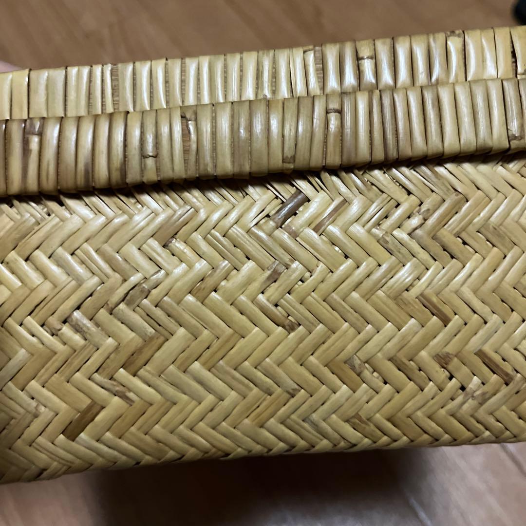ヴィンテージ　竹行李ボックス　こうり　竹籠　網代　白竹　竹細工　竹工芸　小物入れ