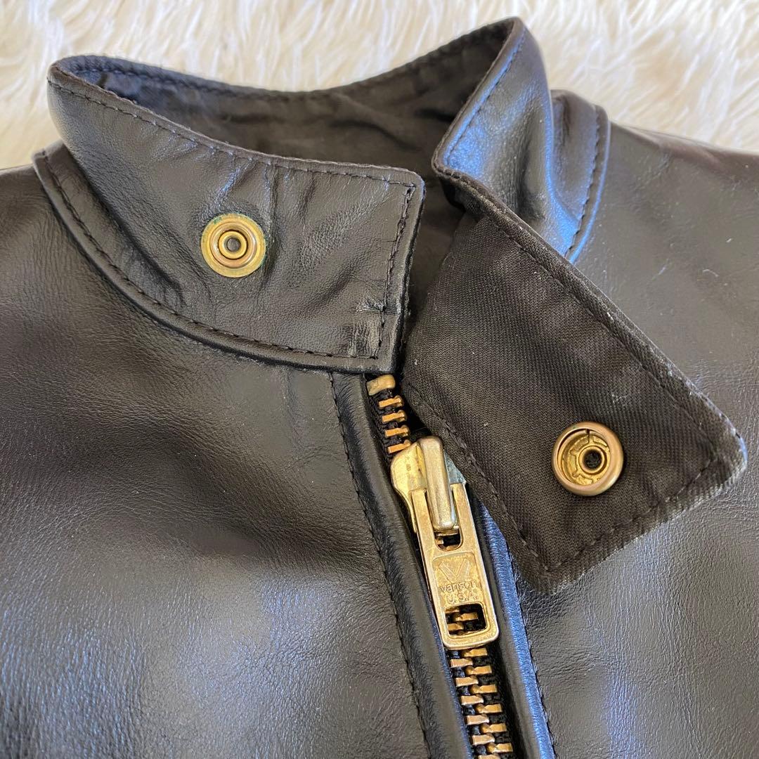 【美品】バンソン　タイプB ライナー付　シングルライダース　34 ブラック