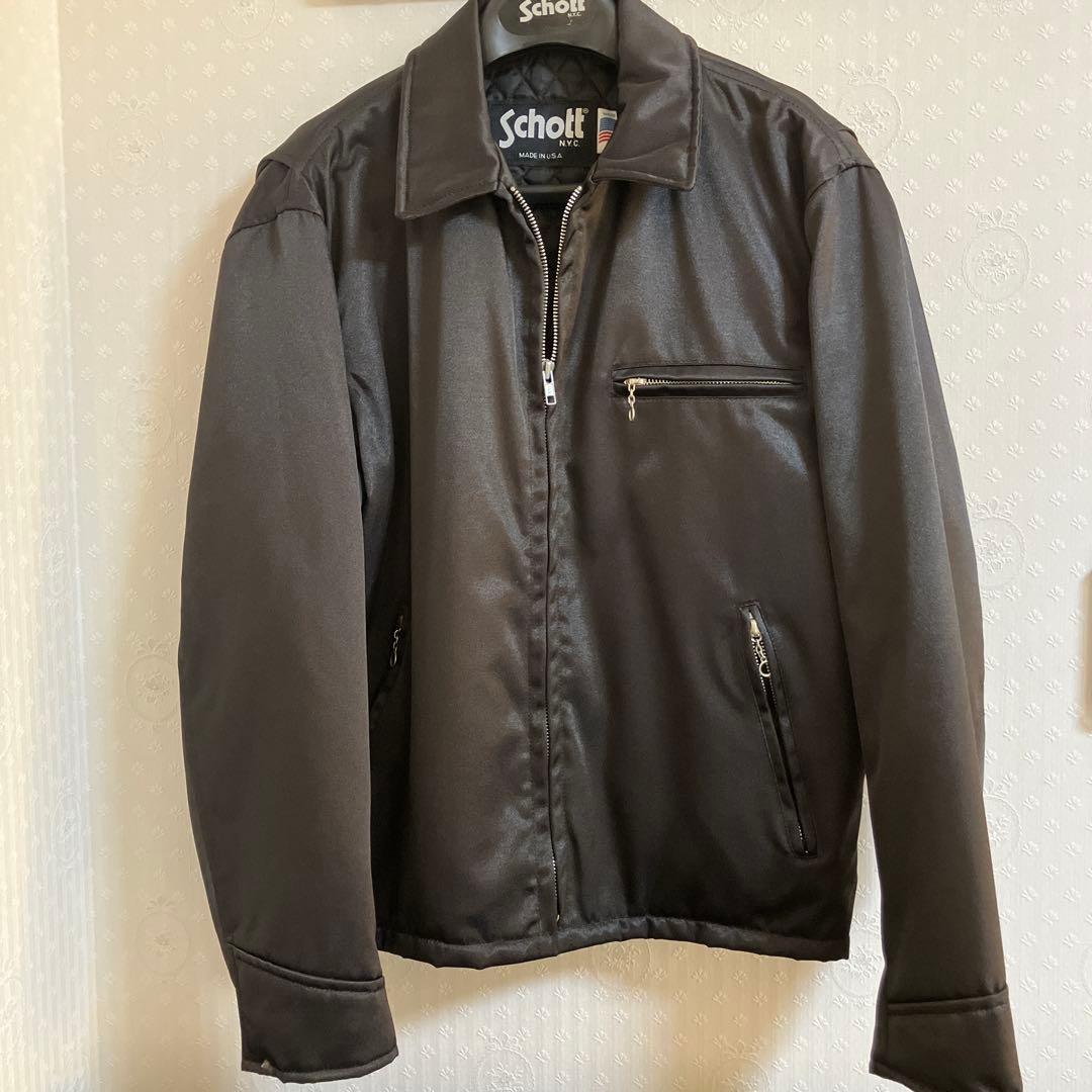 Schott ナイロン製シングルライダースジャケット M 黒