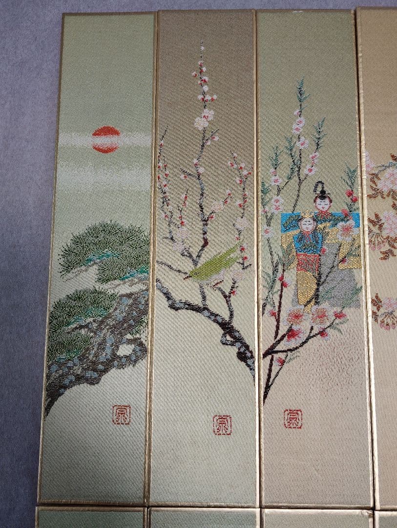 短冊　西陣綾錦織　斉藤宗原画12枚