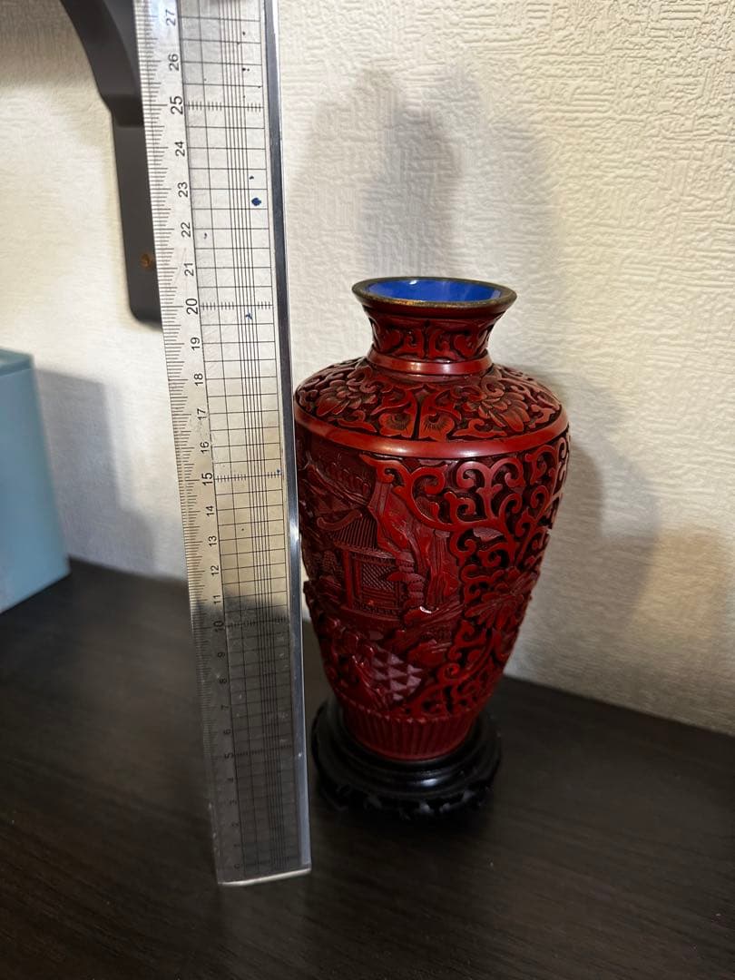 堆朱，中国，剔红，清時代，骨董，花瓶，摆件，置物