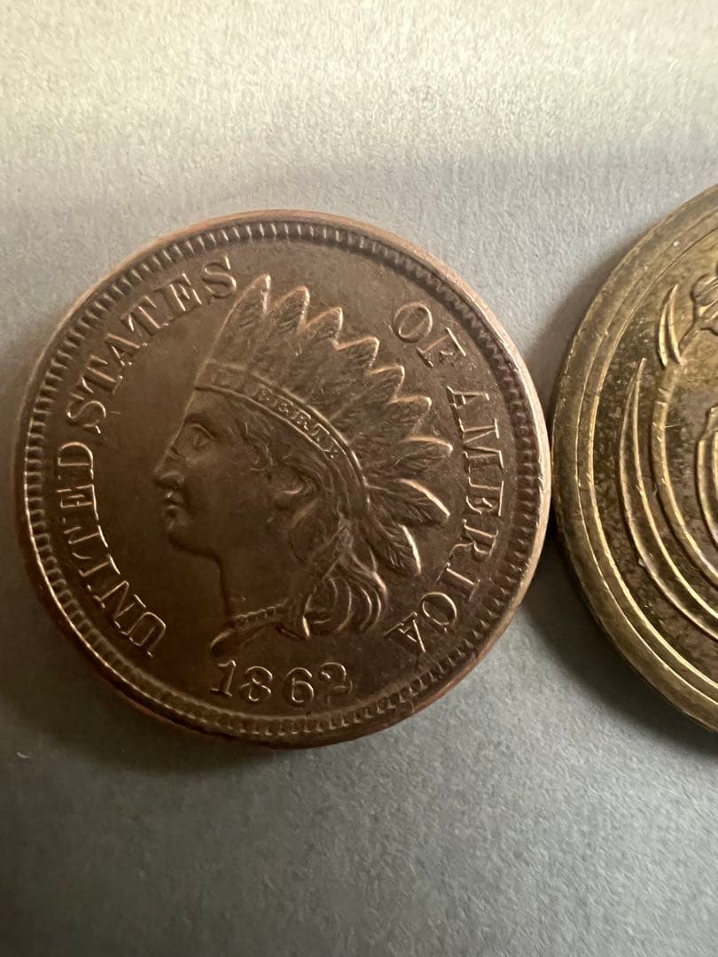 未使用1862年 銅ニッケル フィラデルフィア造幣局 インディアンヘッドセント