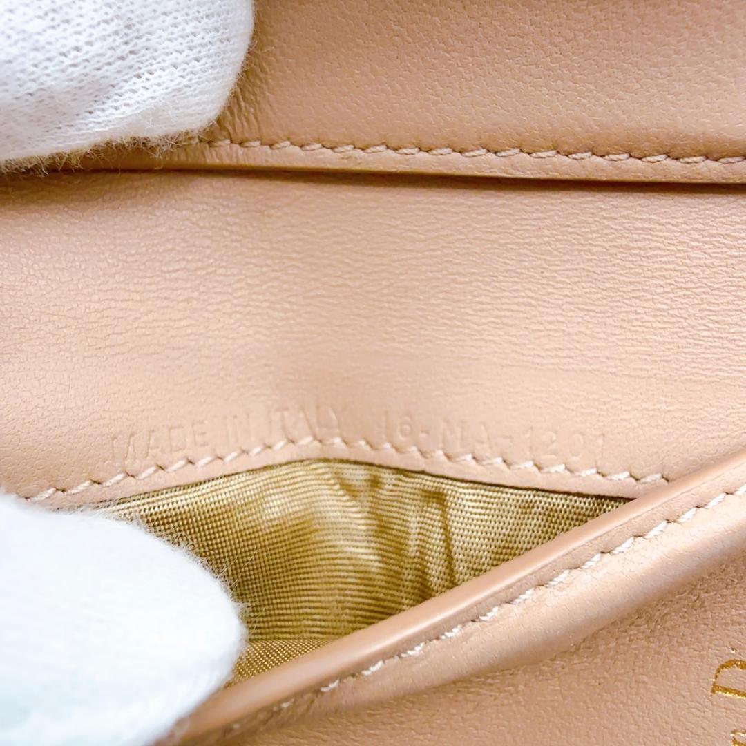 ◇ディオール◇サドル/レザー/コンパクトウォレット/ベージュ/三つ折り財布