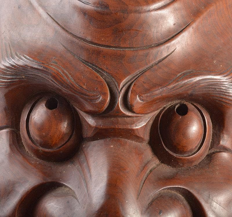 能楽　雅楽　能面　木彫　出目作　釣眼　M　R4854