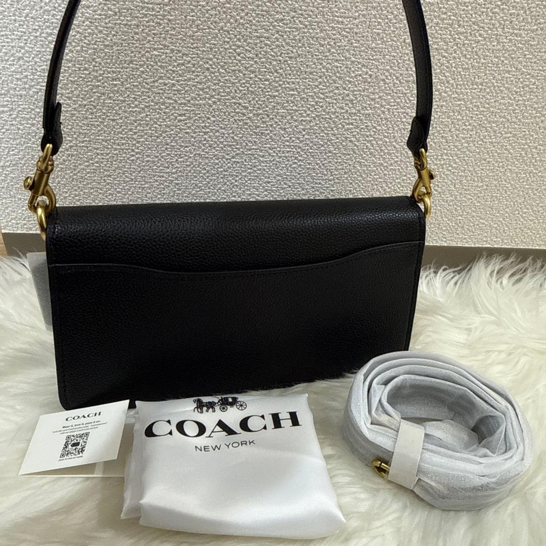 COACH ブラックレザー ショルダーバッグ26cm