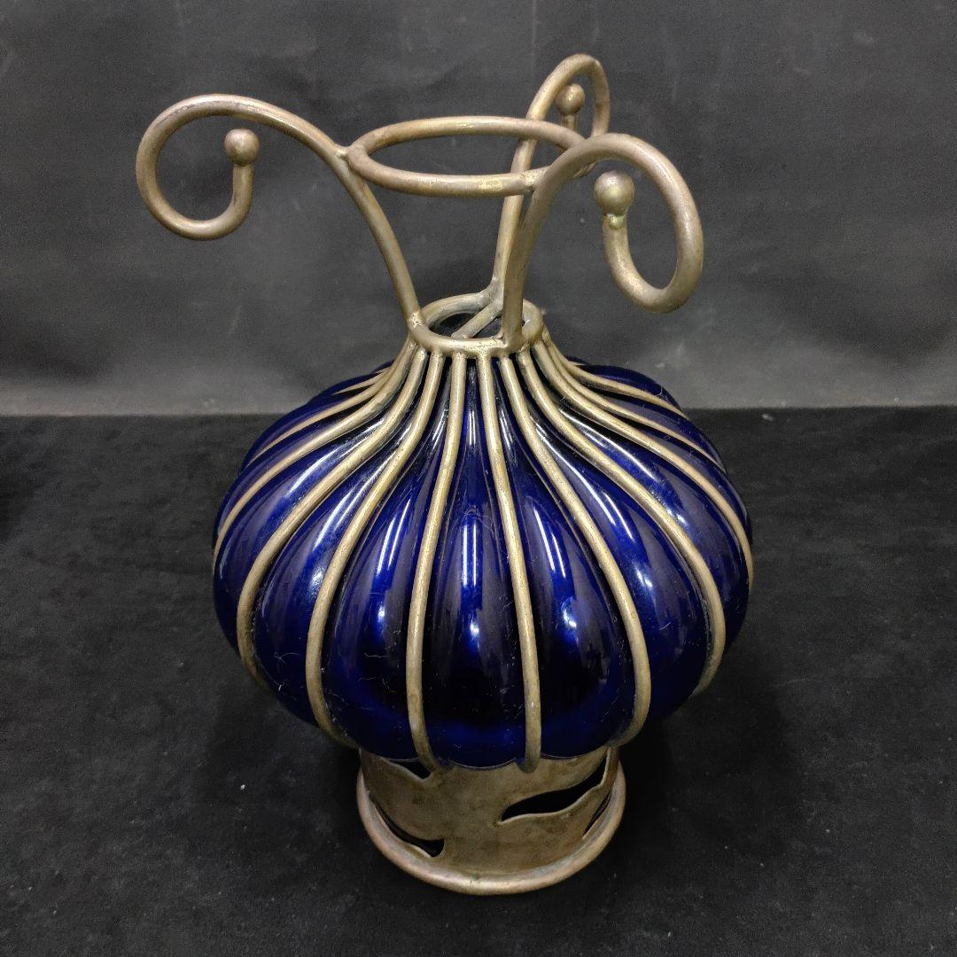 コバルトブルー ガラス製 花瓶 ボウルセット