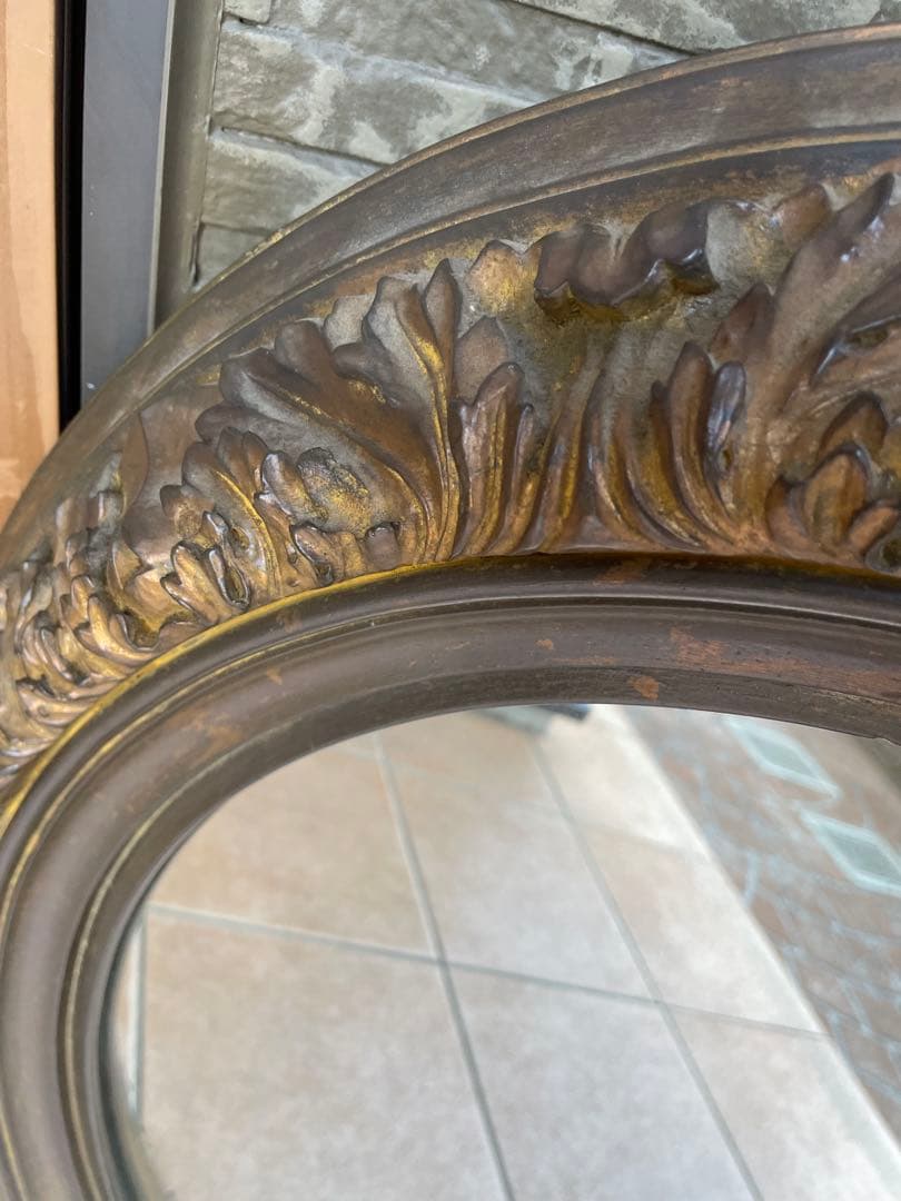 オランダ製　アンティーク　レア　ドームガラス　大きな　オーバル　フレーム　大型