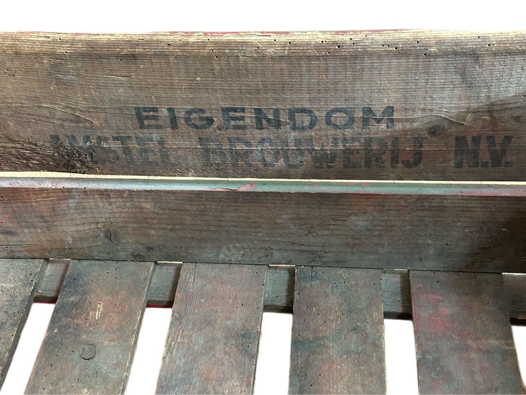 60s ビンテージ アンティーク 雑貨AMSTEL ビール 木製 ボックス 赤