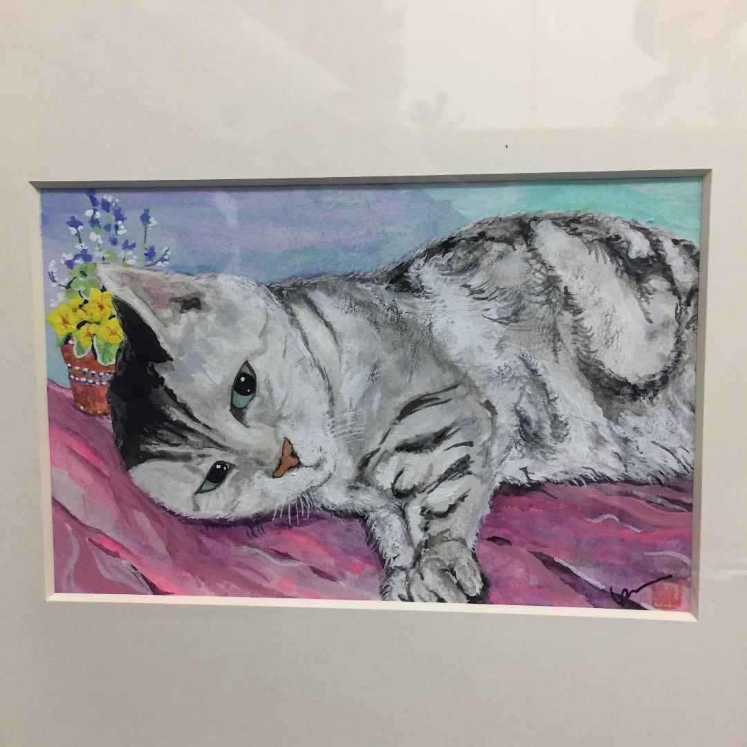 ★ペットのイラスト オーダーメイド作品 アクリル画 額付