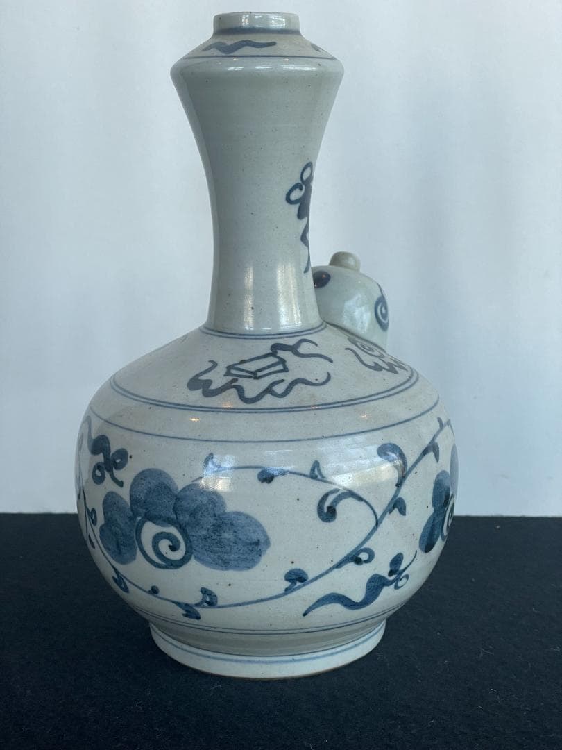 明 中国美術 青花 染付 唐草 乳瓶 景徳鎮窯系 軍持 水瓶 乳首 徳利 酒器