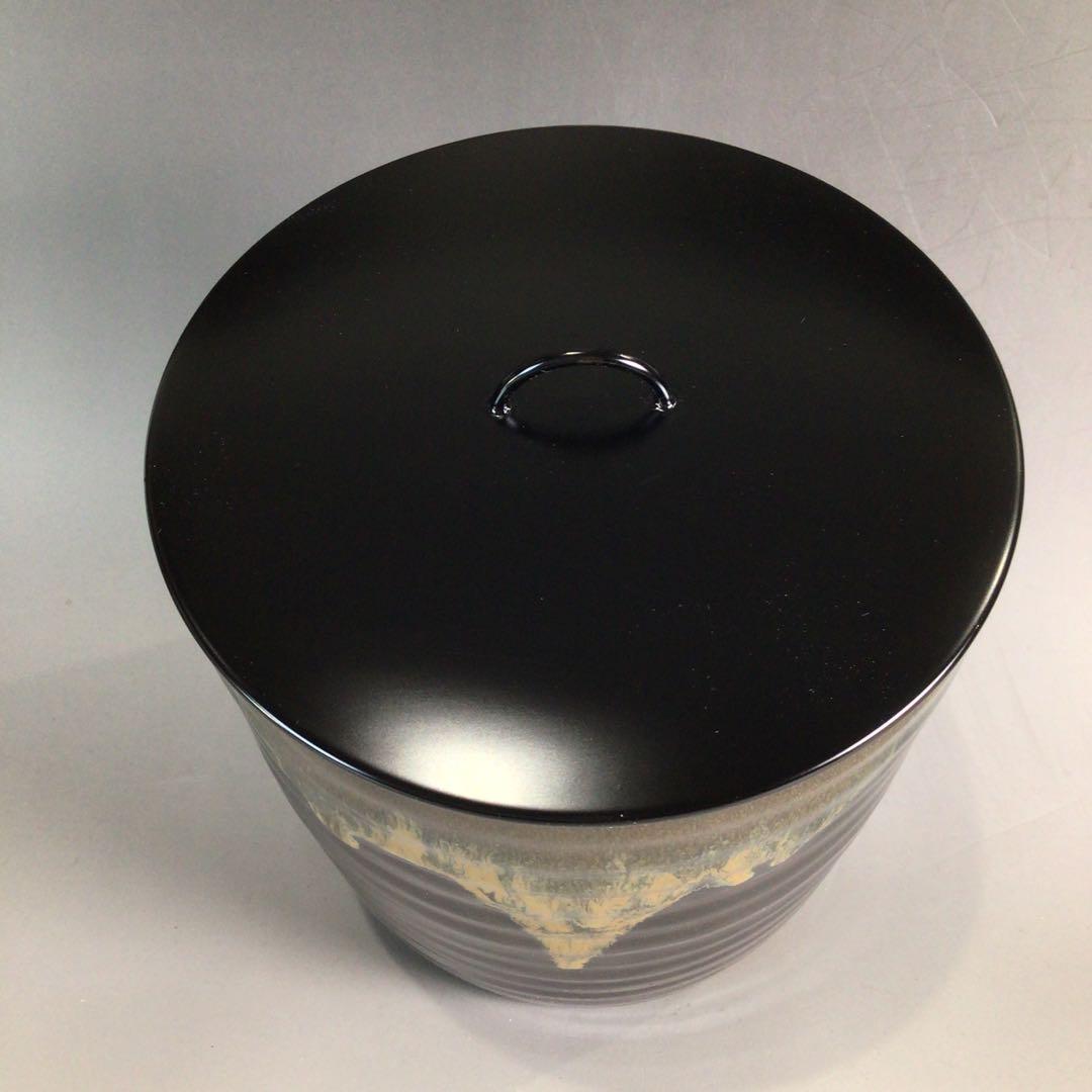 Ｐ３２５　水指　『膳所焼』『雄松苑造』『一重口水指』　共箱　茶道具