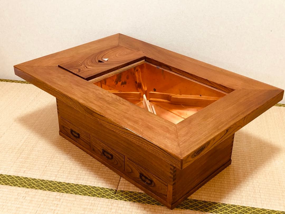 珍しい ほぞ組 欅 けやき 天然木 囲炉裏 火鉢 暖炉重量約27.4kg