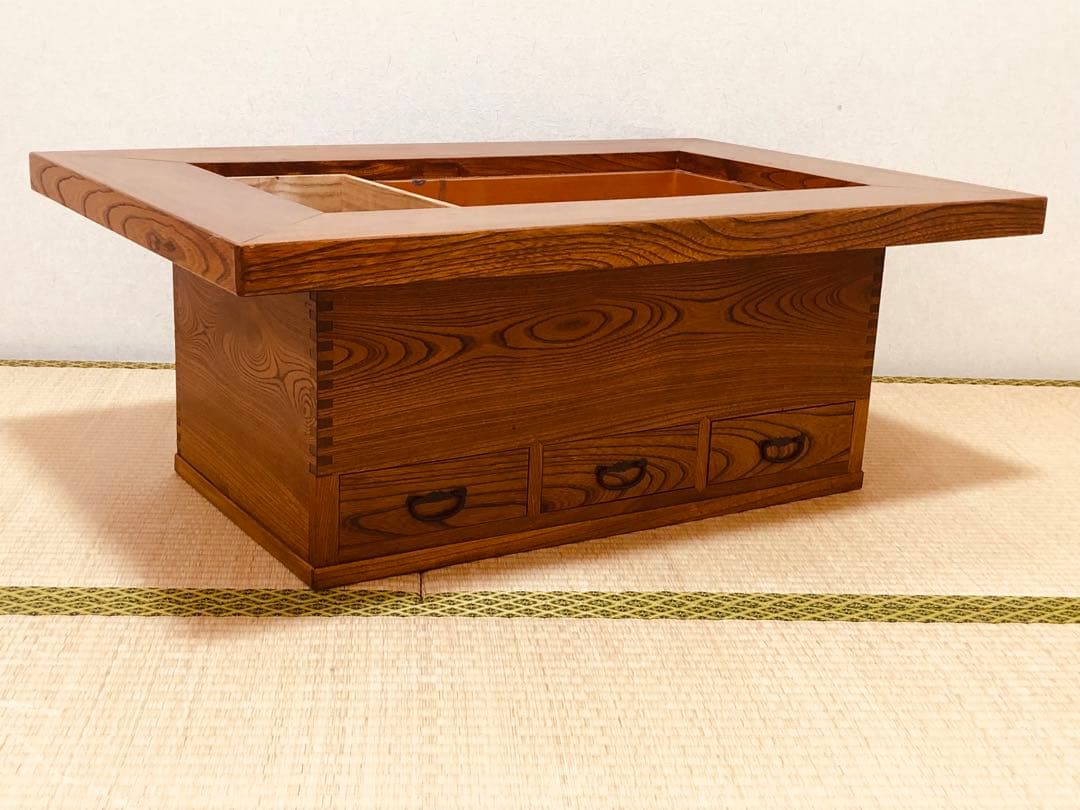 珍しい ほぞ組 欅 けやき 天然木 囲炉裏 火鉢 暖炉重量約27.4kg