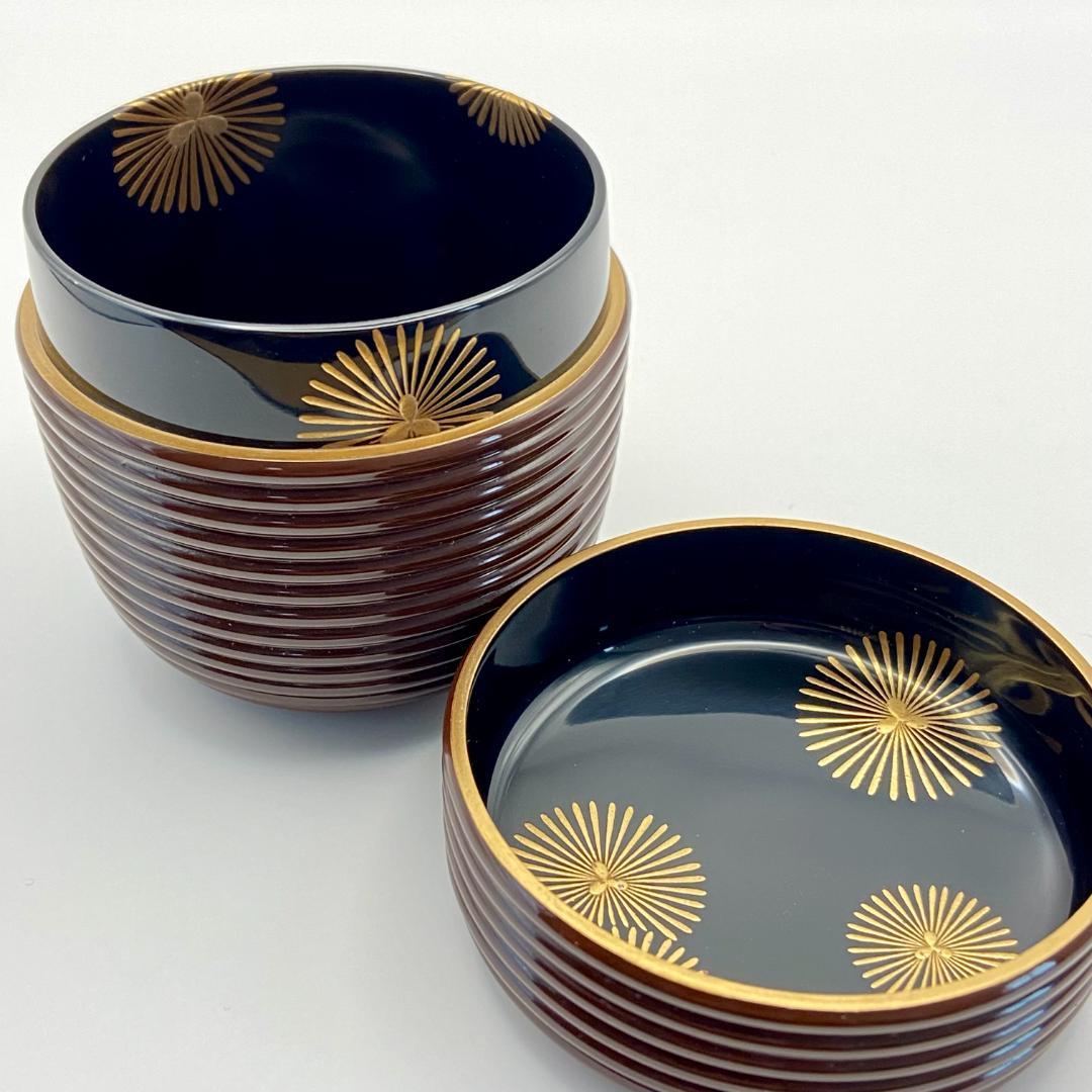 大棗 潤塗 独楽筋　中谷秀斉　共箱入　茶道具　薄茶器　漆芸　伝統工芸品