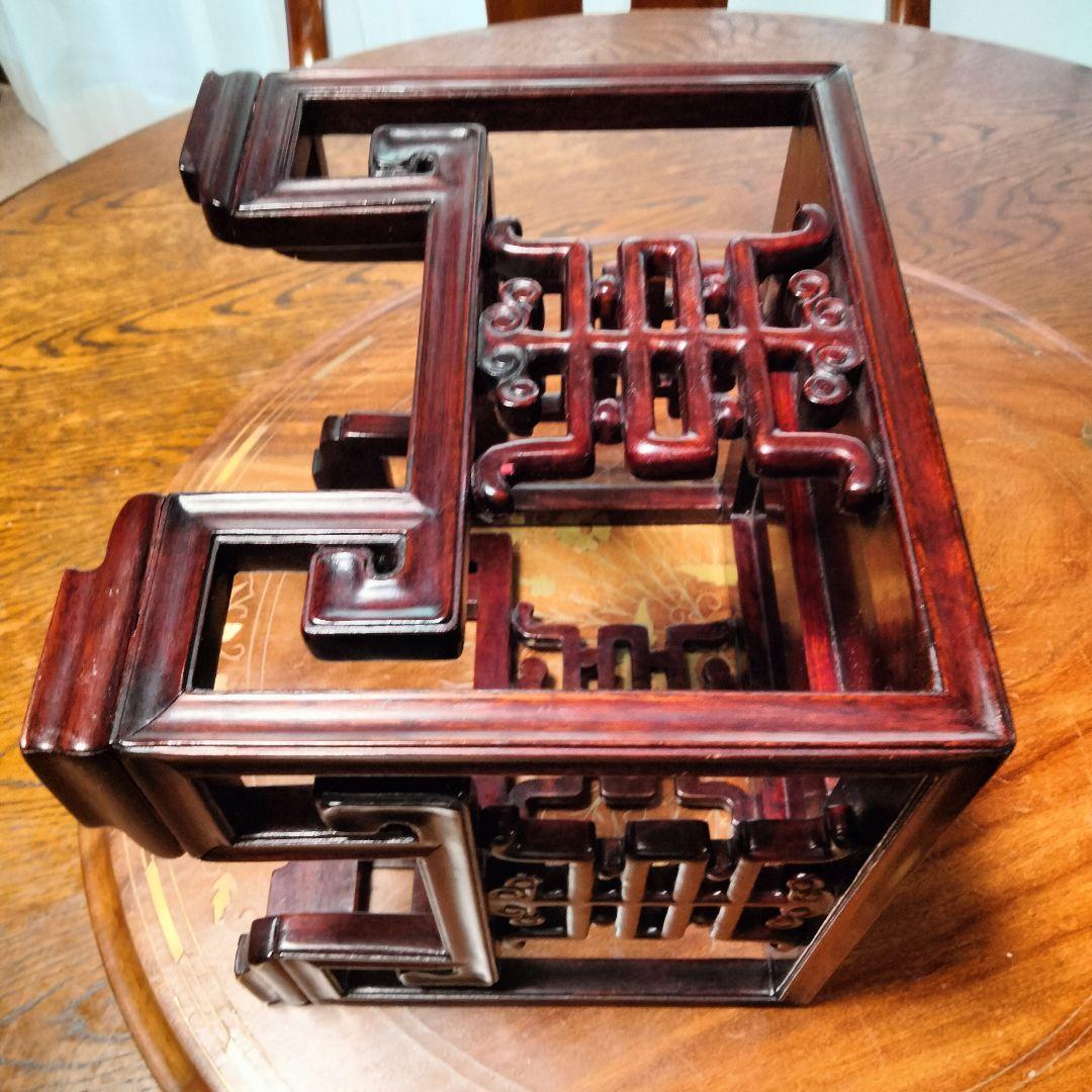 花台 中国 唐木　花台飾台　香炉台　盆栽台　正方卓 中国美術　訳アリ品