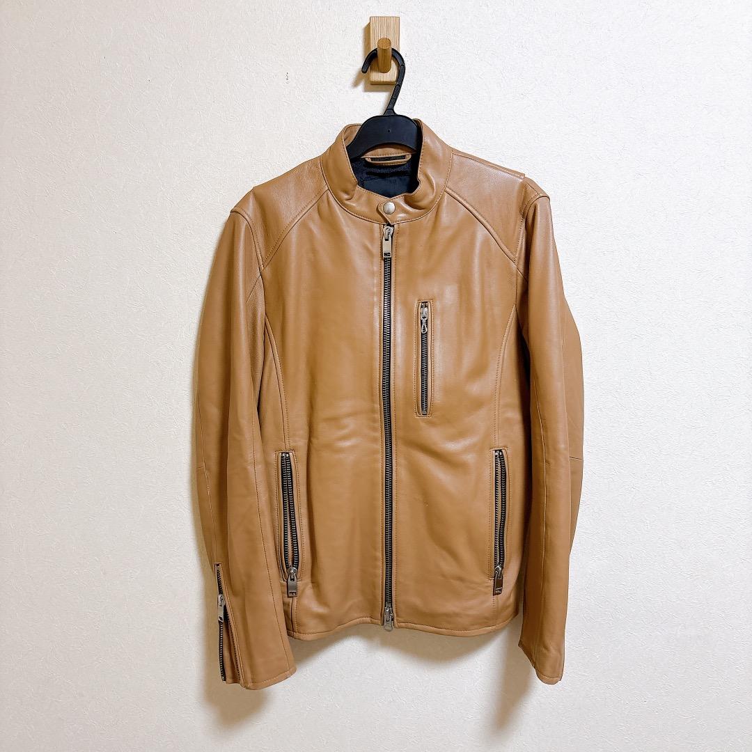 ジャックローズ シングル ライダースジャケット 羊革 ラムレザー 本革 キャメル