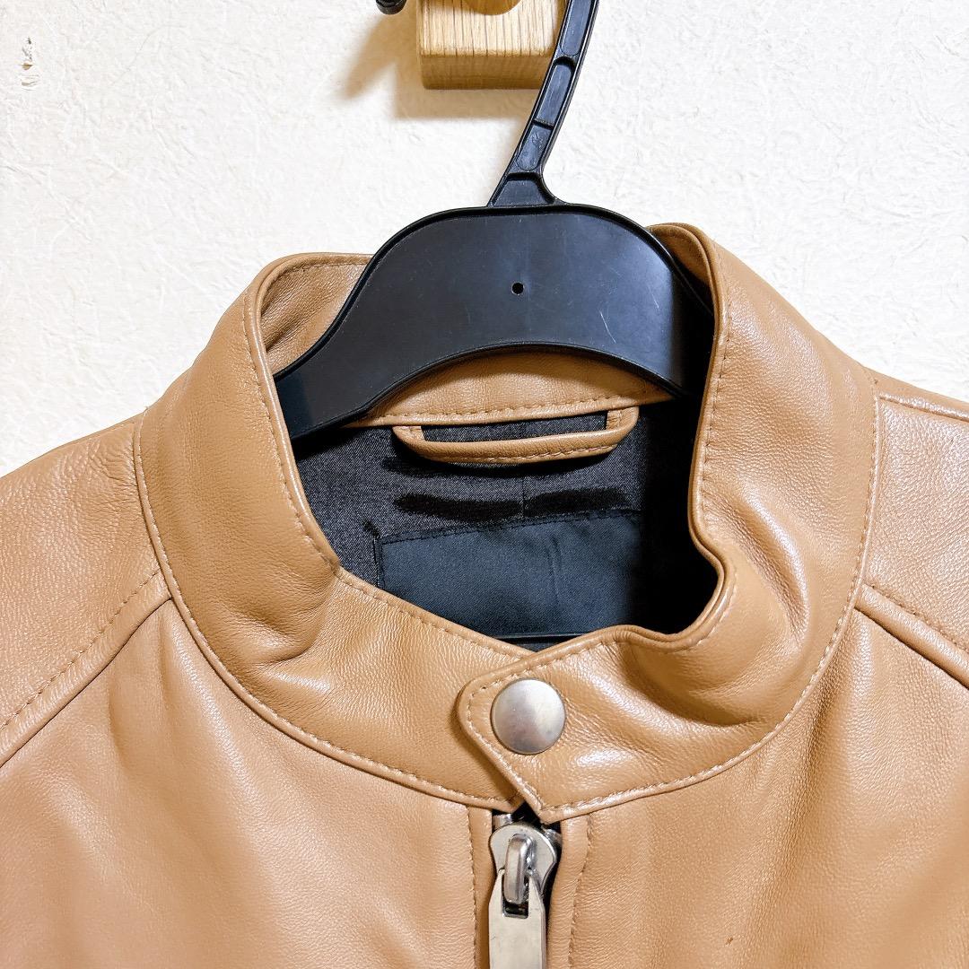 ジャックローズ シングル ライダースジャケット 羊革 ラムレザー 本革 キャメル
