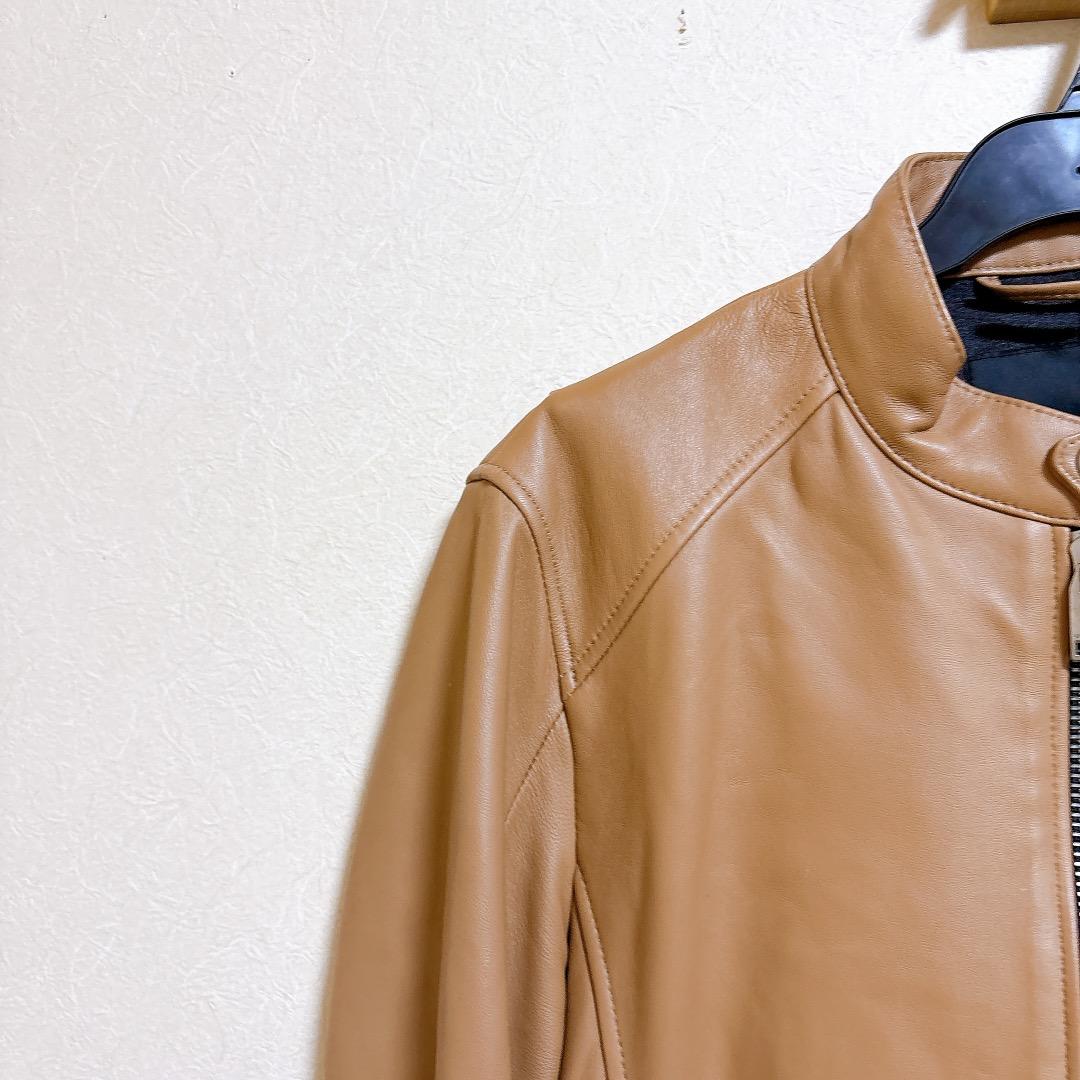 ジャックローズ シングル ライダースジャケット 羊革 ラムレザー 本革 キャメル