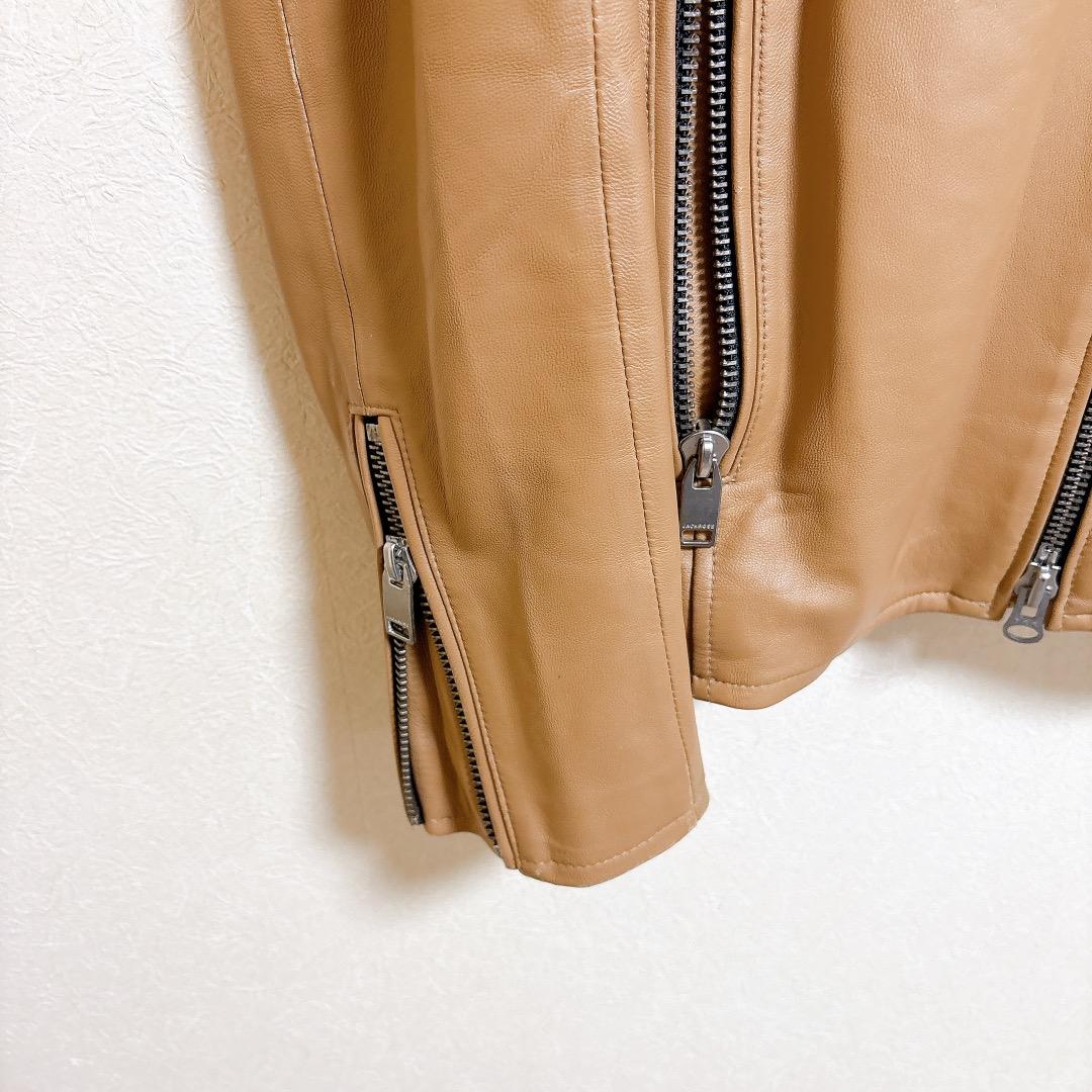ジャックローズ シングル ライダースジャケット 羊革 ラムレザー 本革 キャメル