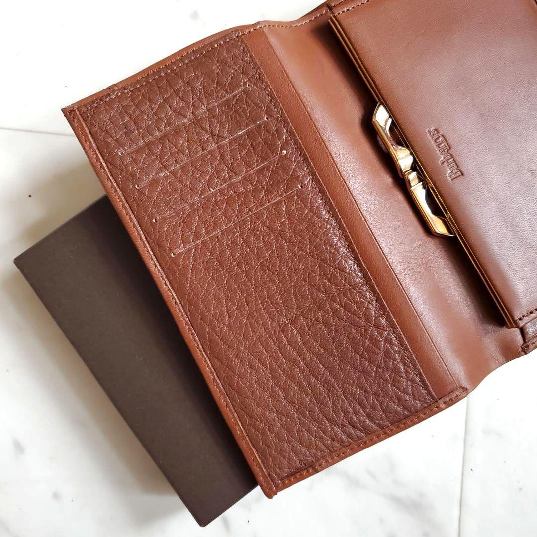 バーバリー BURBERRY 折り財布 ミドル がま口 極美品 レザー ブラウン