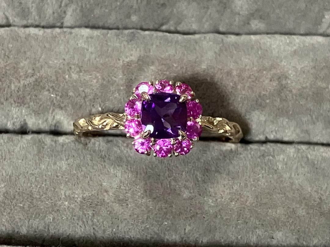 専用ですアメシスト×ピンクサファイア　花色のハーモニーリング