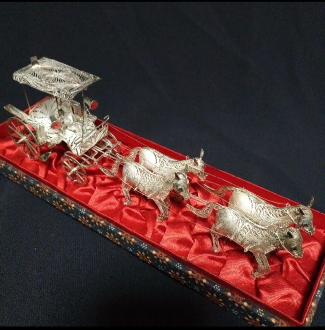 銀製　　銀細工　　馬車　　置物