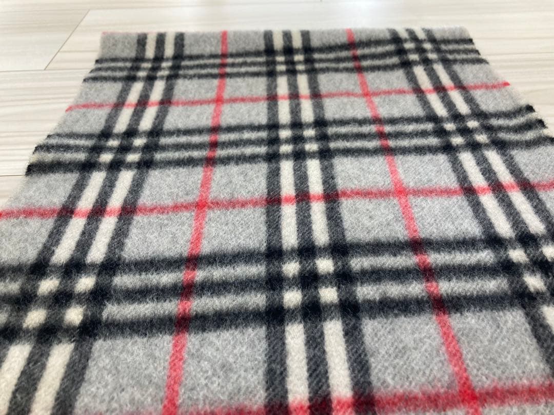 Burberry チェック柄マフラー グレー カシミヤ