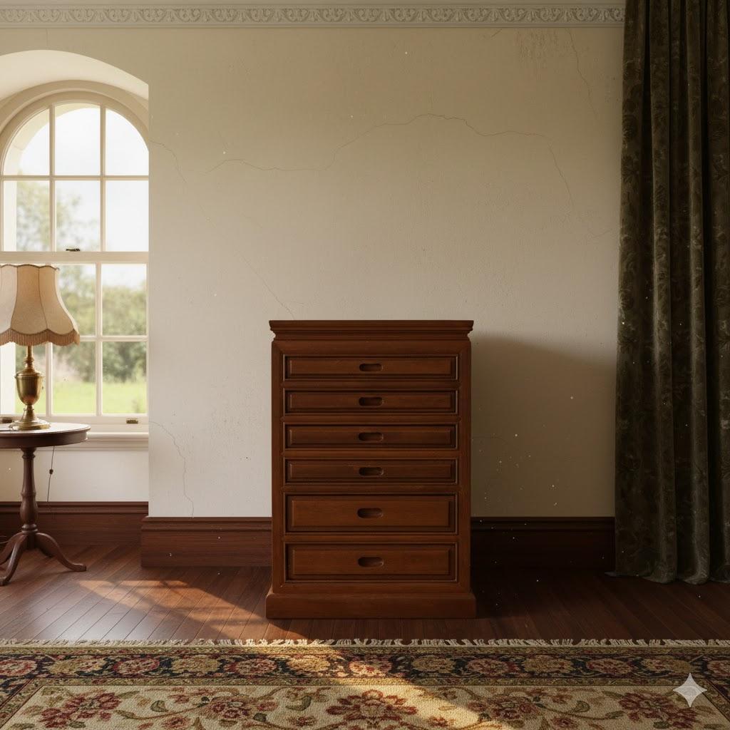 【高級】木製 レトロアンティーク 6段サイドキャビネット