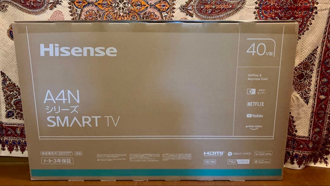 Hisense 40A4N スマートテレビ 40V型2025年製　新品未使用
