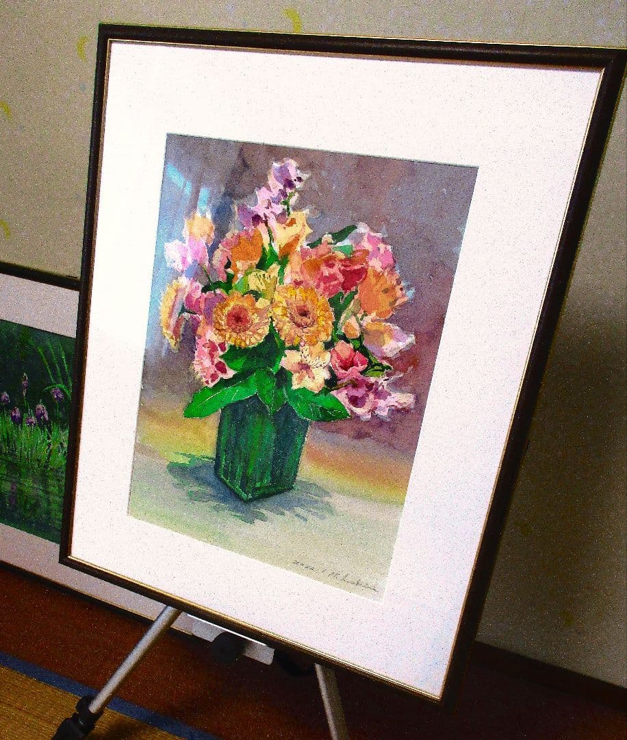 花瓶の花 水彩画 2022年作